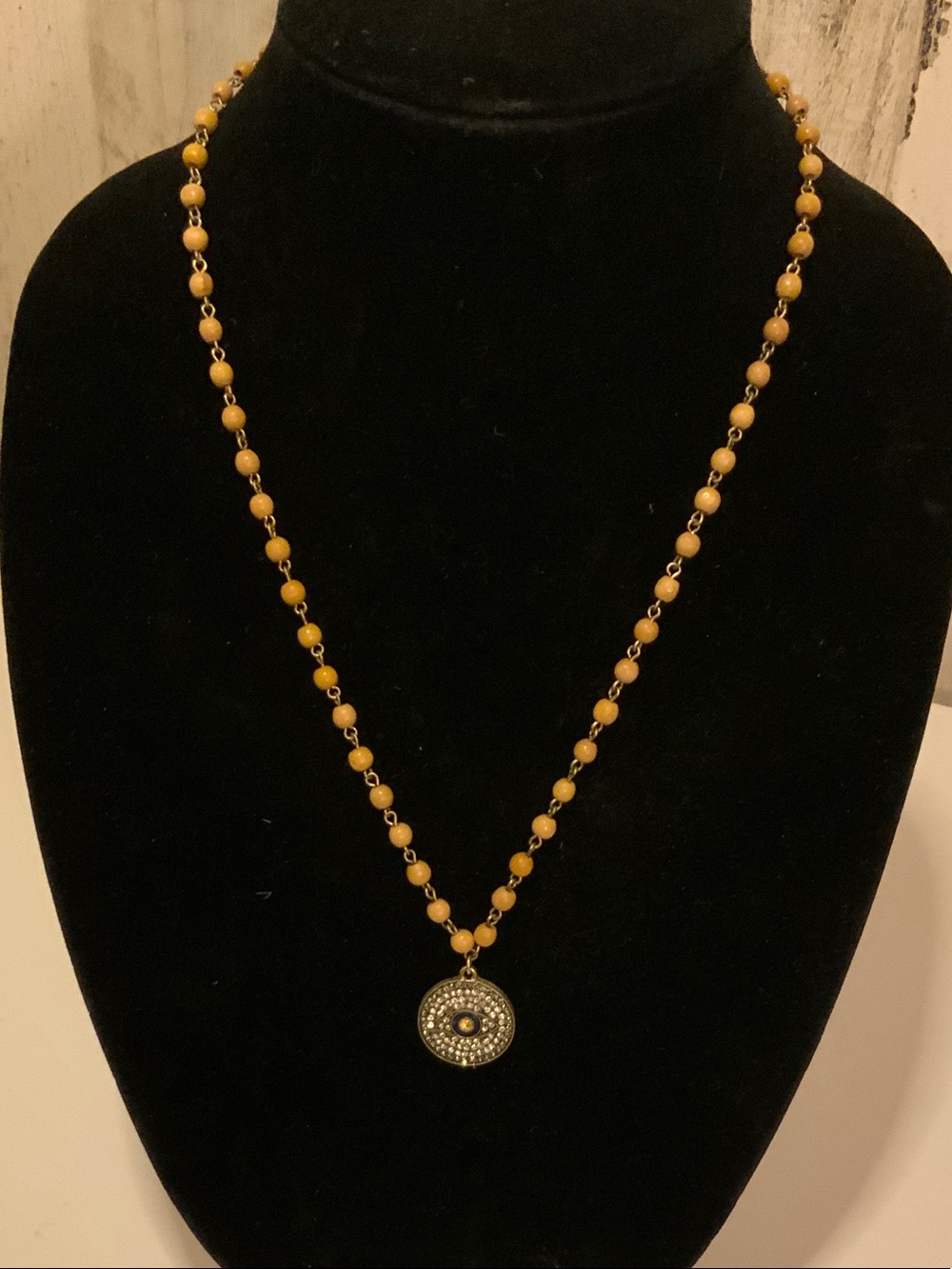 Handcrafted Yellow Bead Pendant Necklace - Women's Jewelry